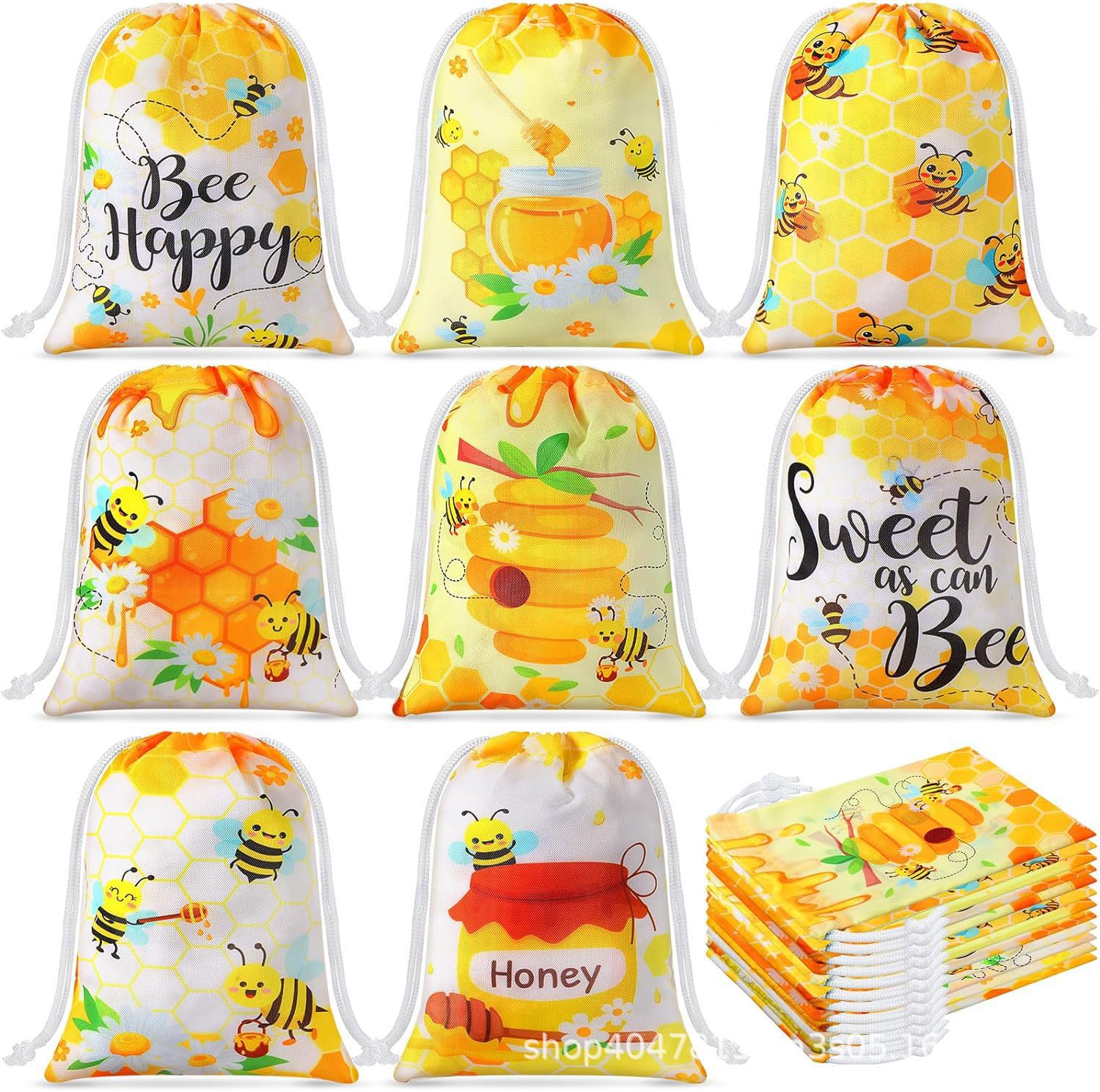蜜蜂六双肩抽绳背包袋子卡通动物便携收纳袋涤纶手提抽绳袋束口袋
