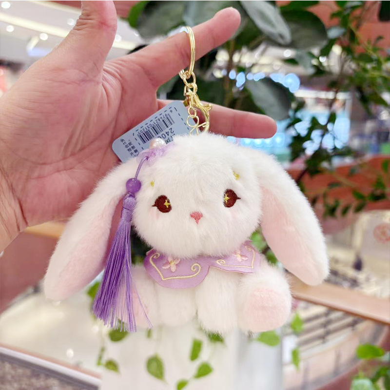かわいいガーリーハートアンティークウサギぬいぐるみキーホルダーペンダント人形親友スクールバッグバッグ大きな耳ウサギのペンダント|undefined
