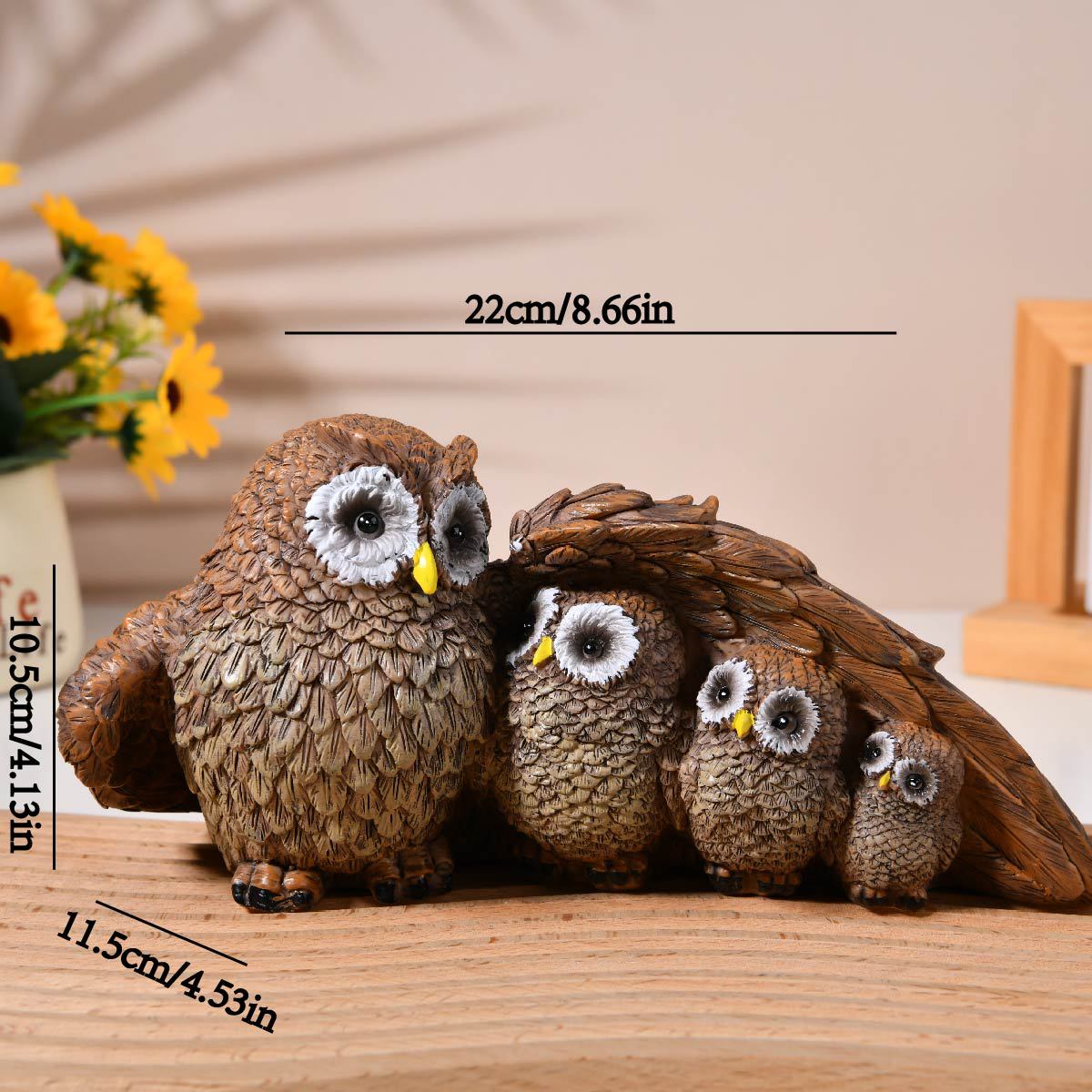 Creativo búho con cachorro resina artesanía ornamentos decoración de vestíbulo decoración del hogar armario interior