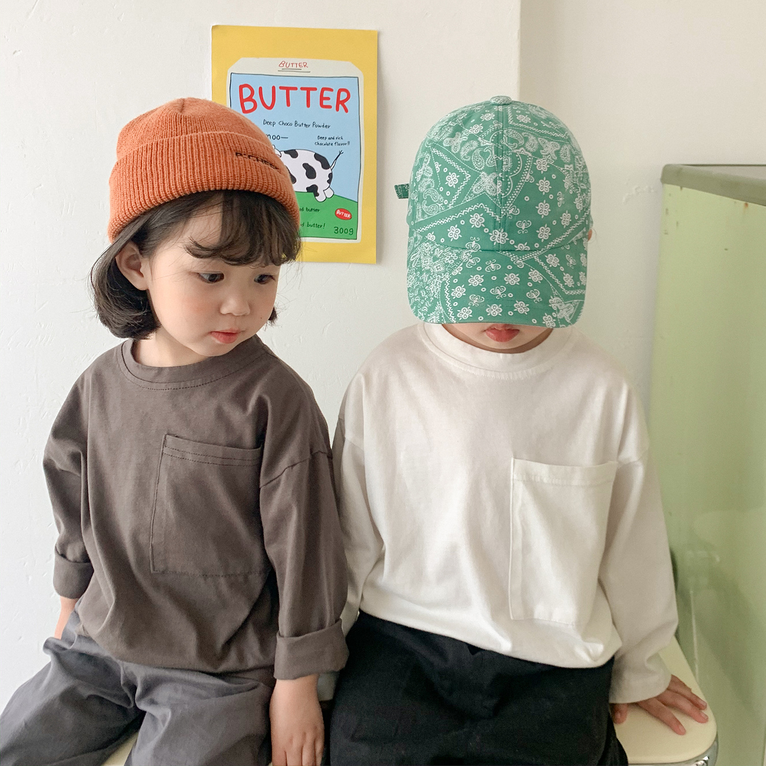 2023春秋新款兒童中性款柔軟寬鬆打底T長袖衫男女童韓版文藝T恤衫