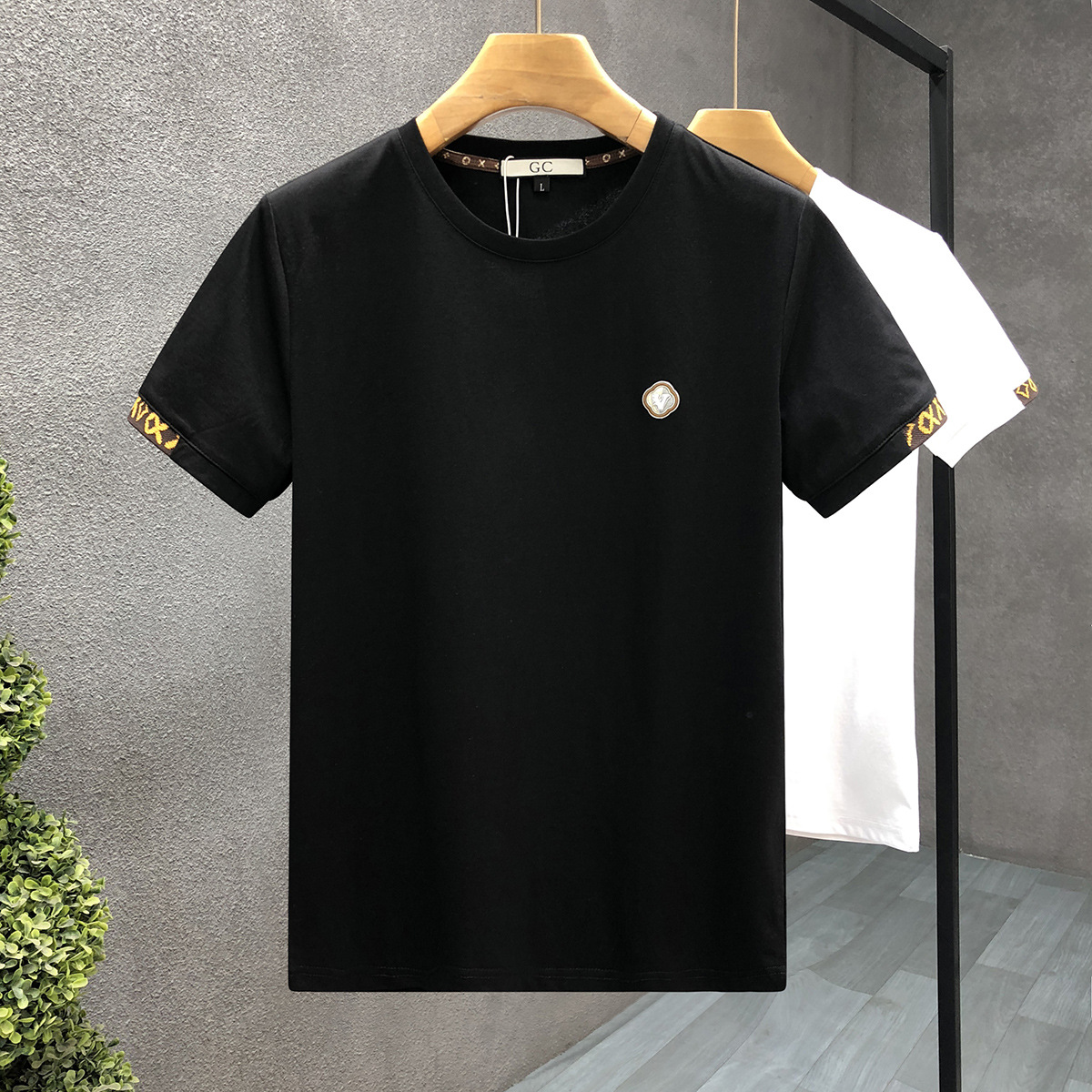 买手代购白色短袖t恤男潮牌百搭体恤衫2025夏季新款男装修身上衣