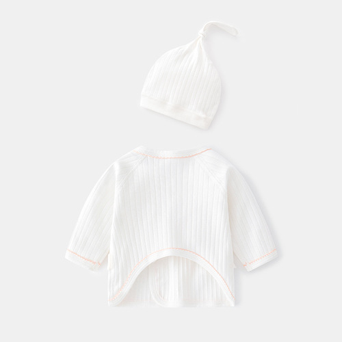 Newborn baby underwear, boneless pure cotton, spring and autumn style, newborn half-back pajamas, fetal hat, monk suit, baby top