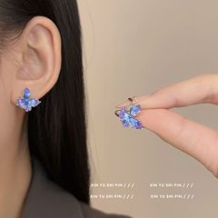 超仙気グラデーションアイリスピアス洗練された通勤小衆デザイン高級感イヤリング2024新潮耳飾り