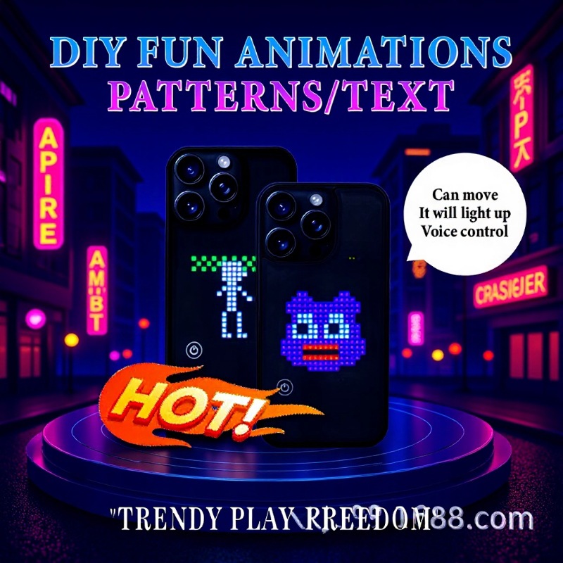 Cross-Border New DIY 256-Light Luminous Phone Case Suitable for Apple 13-17Promax Phone Protective Case