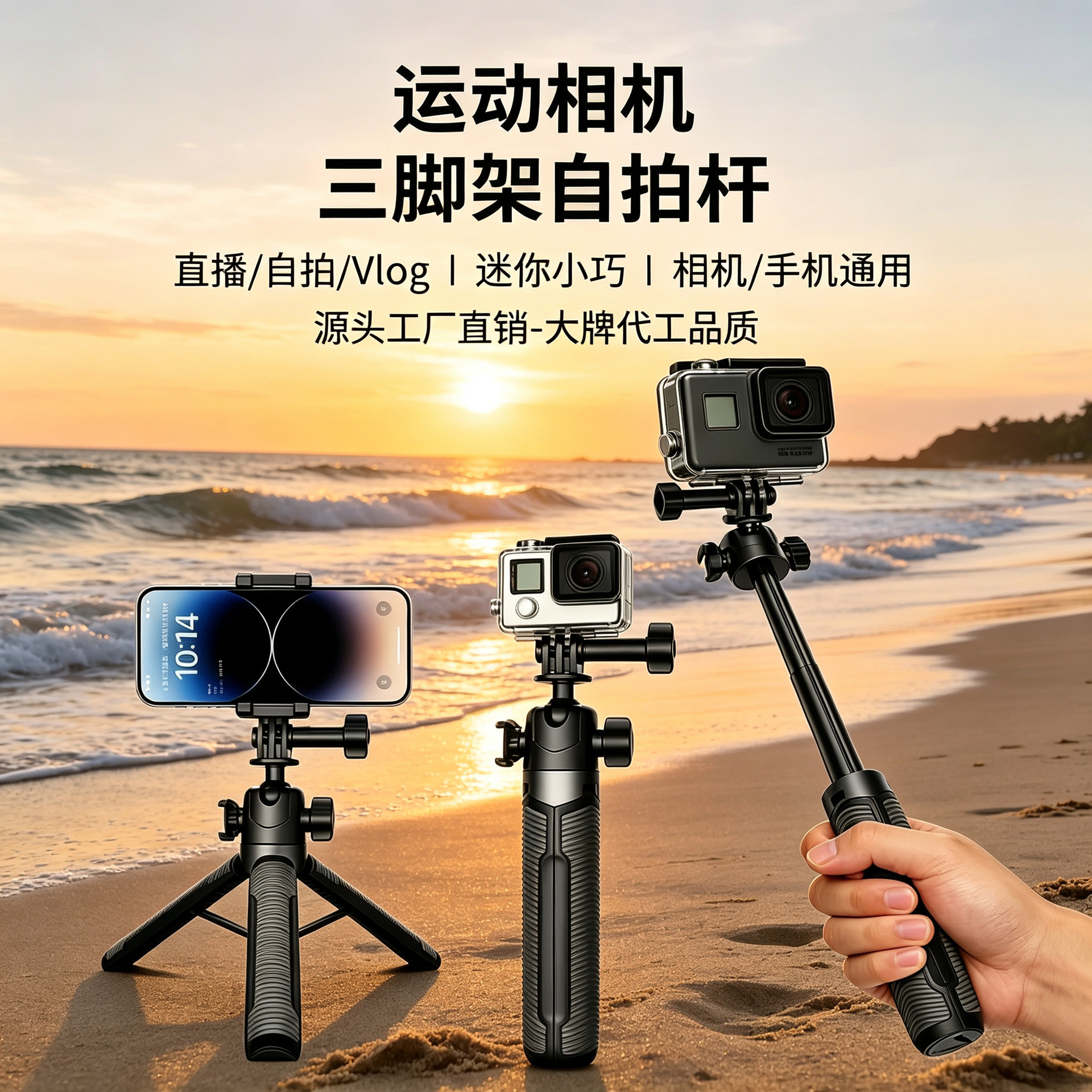 Action Camera Selfie Stick Dji Action 360 Gopro Extension Rod Pocket Tripod Accessories