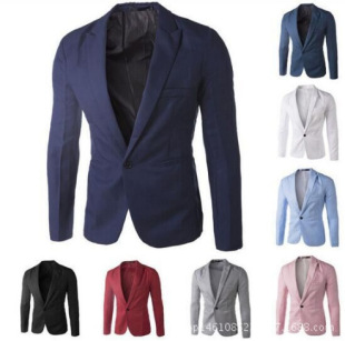 Cross-border Foreign Trade Fashion Men's Casual Single-breasted Small Suit Korean Style Youth Slim-fit Solid Color Non-ironing Suit Jacket