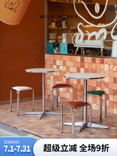 野作伊黛尔三角凳布艺叠放小户型创意包豪斯换鞋凳中古餐厅咖啡厅