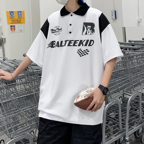 Crew neck short-sleeve polo shirt for men, trendy brand summer T-shirt, Korean style slim fit, versatile and fashionable top