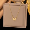 【H1313】Retro Butterfly Necklace Gold