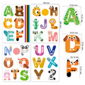 跨境26个字母彩色防水卡通动物英文儿童早教教室学习装饰字母贴纸