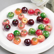 鼎奕立体仿真苹果冷月电镀树脂配件高级感精美diy手机链吊坠挂饰