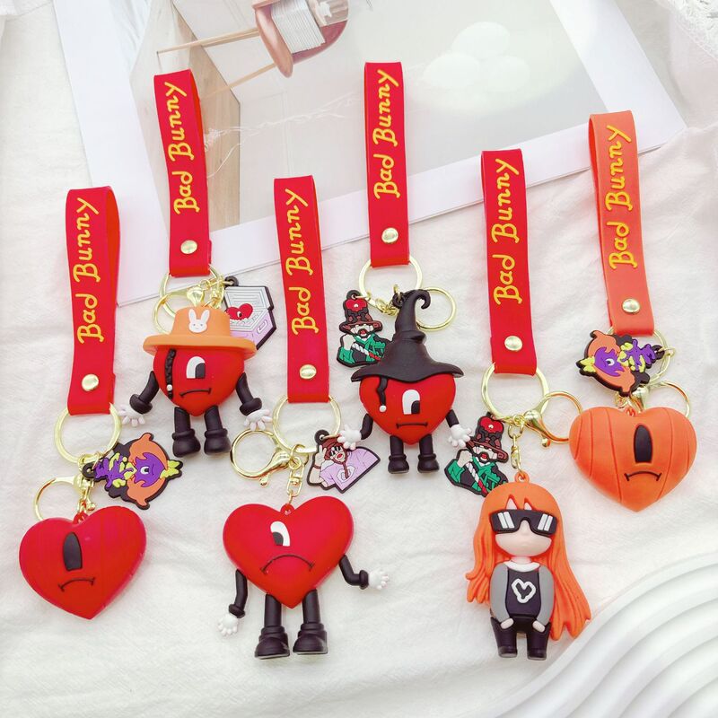 Cross-Border Popular Bad Bunny Keychain Small Pendant Bad Bunny Soft Rubber Ornaments Car Pendants Gifts Wholesale