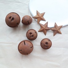 圣诞金属做旧五星铃铛复古装饰挂件五角星锈色仿古星孔生锈铁铃铛