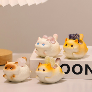 Cat Yoyo Crystal Ornaments Home Office Desk Decoration Gift New Creative Resin Cartoon Cute Gift