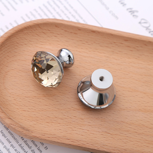 Modern simple cabinet round cabinet door glass handle single hole diamond crystal handle furniture hardware drawer handle