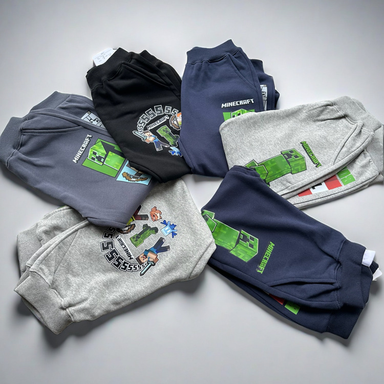Japanese style, export-oriented, 2024 autumn new style, Minecraft game-themed children's casual sportswear long pants.