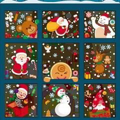 聖誕節裝飾亞馬遜跨境雪人麋鹿聖誕老人貼紙商場店鋪櫥窗布置貼紙