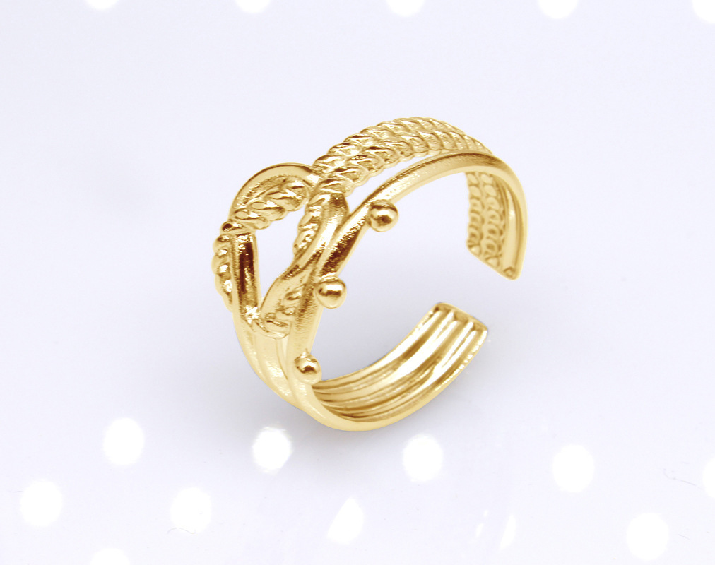 Open Ring Classification Retro Star Snake Titanium Steel Plating Open Ring 1 Piece