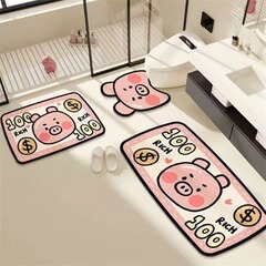 漫画家庭用浴室トイレマット3点セットトイレ吸水滑り止め珪藻泥マット汚れ防止マット