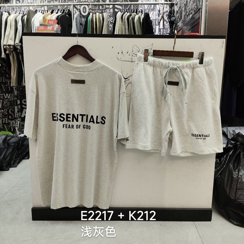 FOGESS Camiseta de cuello redondo, manga corta, camiseta de cuello de terry, pantalones cortos, set suelto, moda masculina, juventud, 18 - 24 años