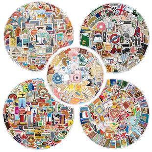 450 sheets of non-repetitive travel stickers computer luggage skateboard decoration stickers waterproof creative hand account stickers