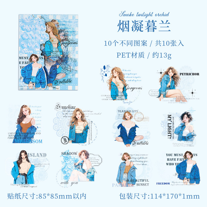 Crepúsculo de la mañana transparente impermeable pet paisajismo pegatinas diy diario pegatinas personajes transfronterizos pegatinas de encaje chica