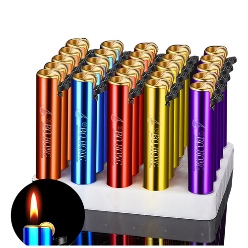 金属圆柱砂轮打火机个性滑轮点烟器可充气一次性创意火机批发厂家