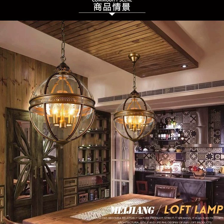  retro glass ceiling lamp for hotel for bedroom for living room, American style not translated