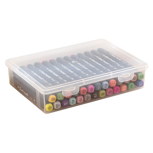Transparent storage box for stationery, large capacity, can hold pens, markers, colored pencils, organizational storage box, stackable