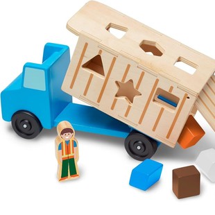 Wooden Early Education Intelligence Car Shape Matching Building Blocks Porous Cognitive Trailer Intelligence Box Toy