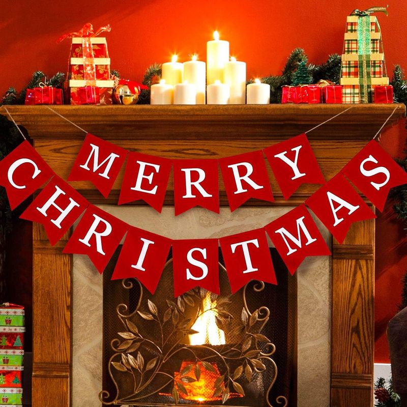 クリスマスバナー、旗、吊り下げ旗、文字、カラフルな旗、フラワーアレンジメント、クリスマスパーティーデコレーション用品|undefined
