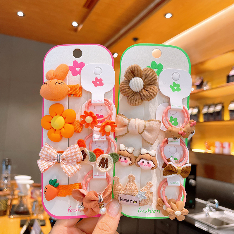 智贝SKU图_1210件套儿童头绳不伤发可爱公主发饰套装女