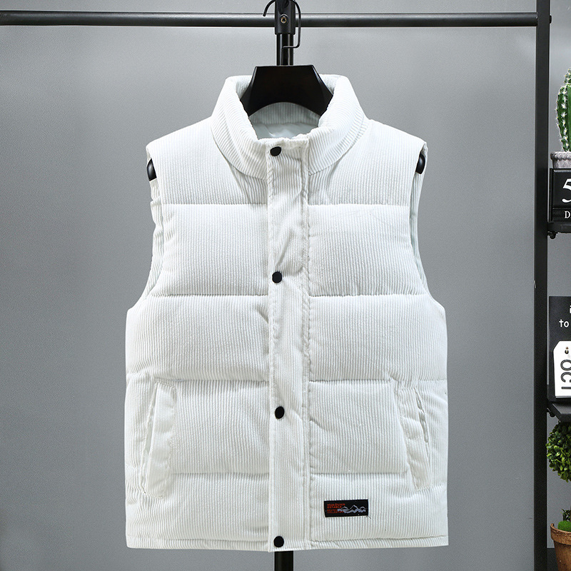 Men's Winter Warm Thick Corduroy Cotton Vest Sleeveless Outerwear Cold Protection Black/Gray Standard Thickness Coat_voghion.com