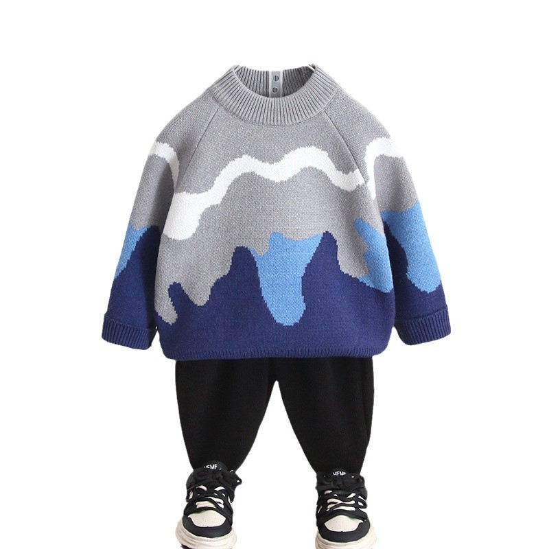 6887 suéter para niños otoño e invierno camisa de fondo grueso para niños 2025 nuevo suéter de bebé de invierno para niños pequeños y medianos