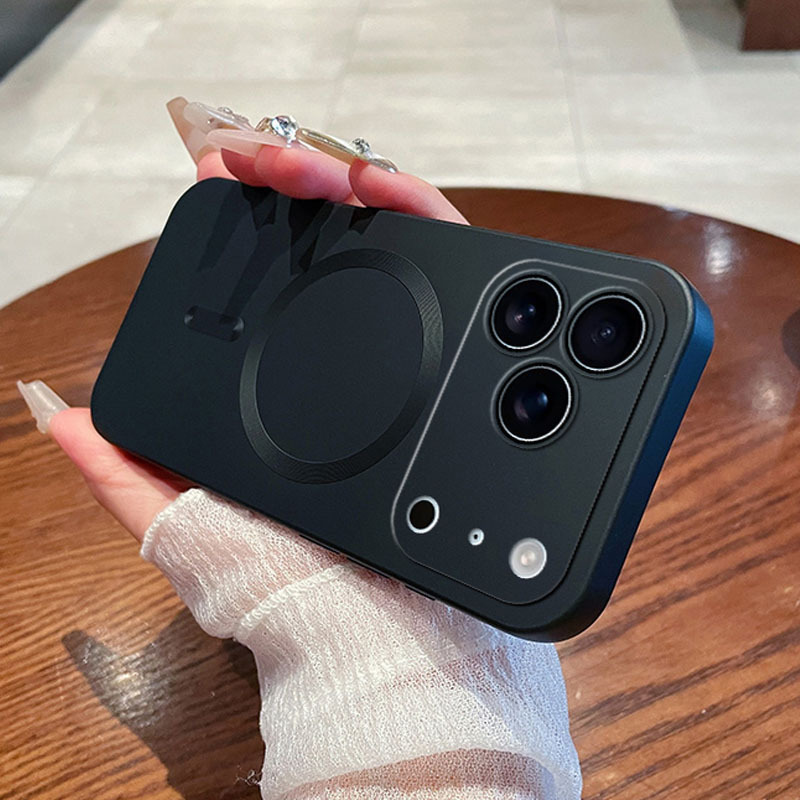 适用iPhone17PROMAX手机壳磨砂纯色金属漆磁吸苹果16/15防摔软壳X|undefined