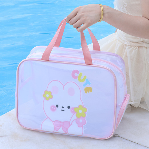 Swim bag for children, dry-wet separation, waterproof storage bag for boys and girls, sports portable, cute cartoon beach tote bag