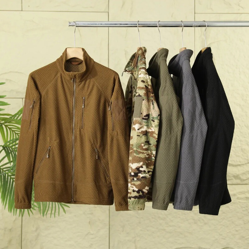 Autumn and Winter New Men's Outdoor Lightweight Checkered Polar Fleece Fleece Stand-Up Collar Warm and Comfortable Casual Jacket