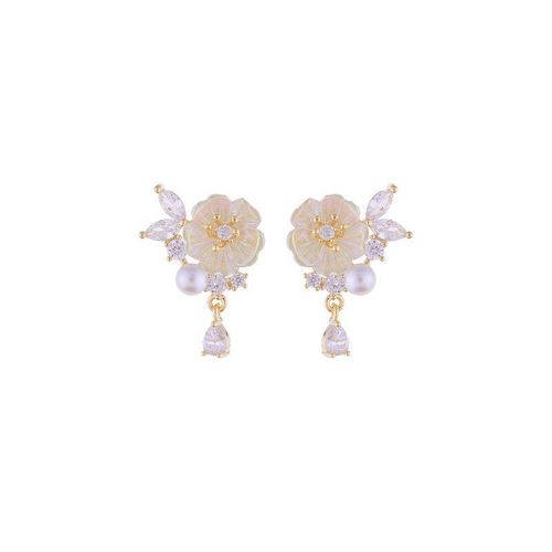 Fresh and Sweet, French-Style Exquisite and Ethereal Pearl Flower Earrings, Tea-Series Girly and Fresh Earrings for Women