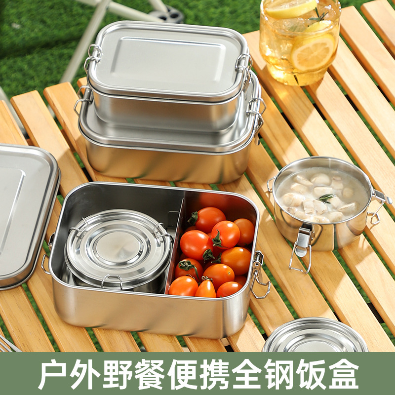 304ステンレス製の弁当箱屋外のピクニック弁当箱のタッパー家庭用仕切り密封された多格ランチボックスの食器|undefined