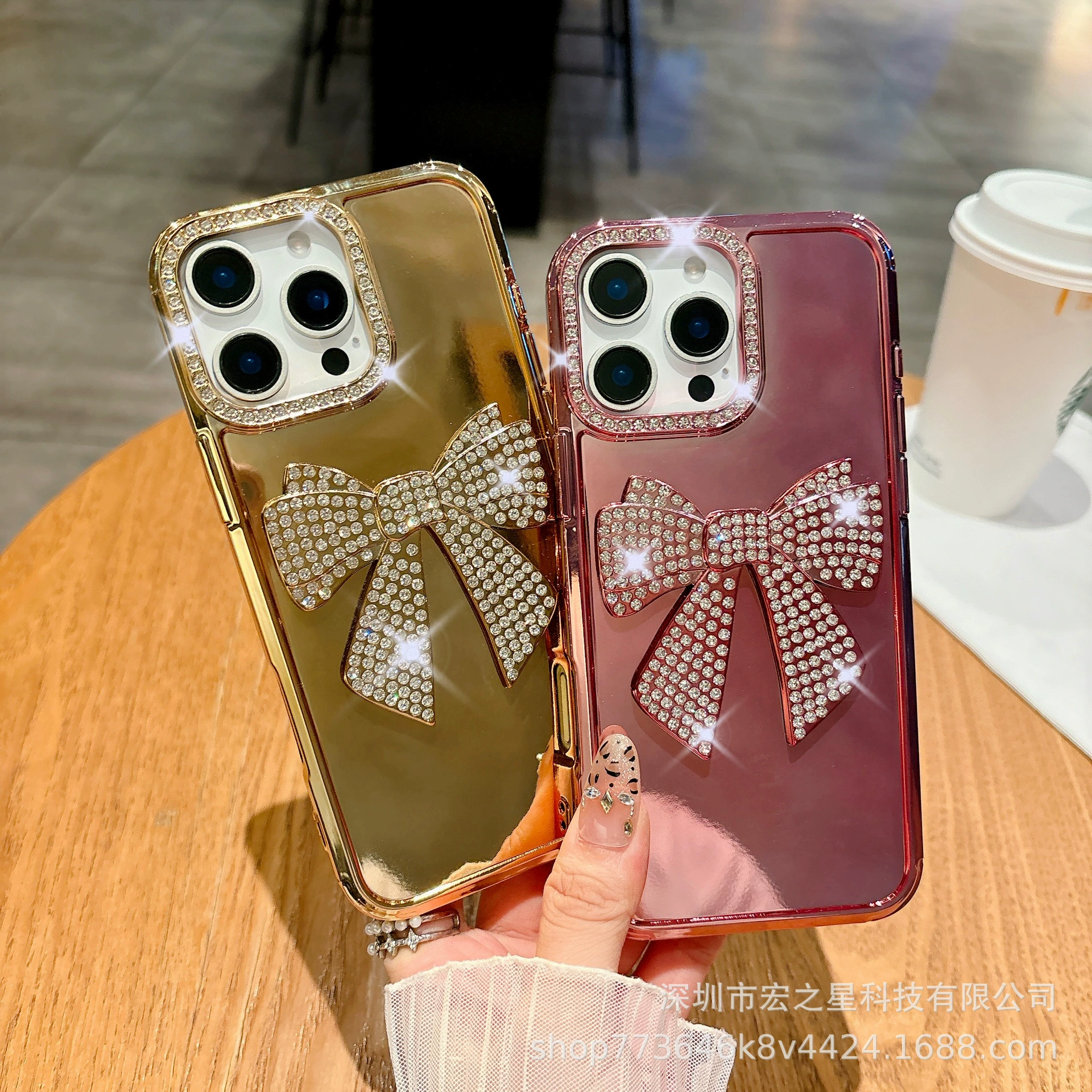 Apple, совместимая линза, трёхмерный чехол для телефона, iPhone15 ProMax с бантом, iPhone