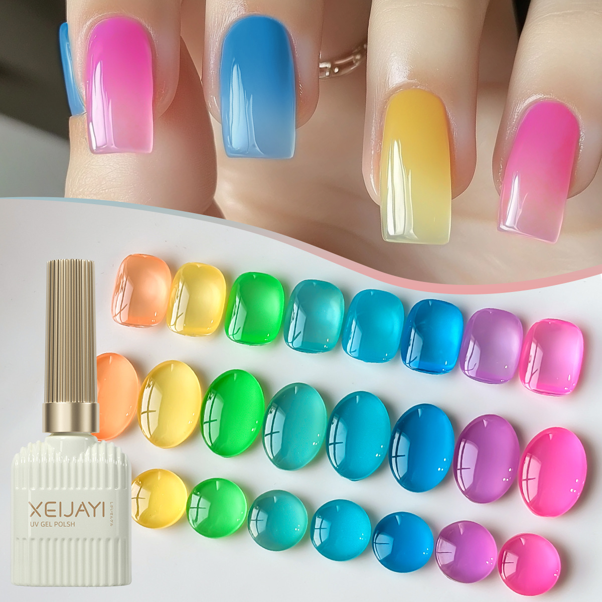 Ice Touka Dragon Armor Oil Gel 2025 nuevo juego de uñas verde de gelatina blanca popular