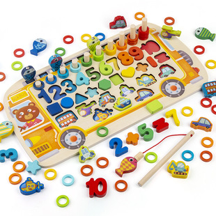 Children's Magnetic Fishing Toys, Educational Intelligence Development, Digital Assembly Building Blocks, Enlightenment Busy School Bus Letter Logarithm Board