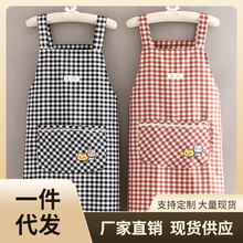 VJW5批发简约韩版双层布料围裙家用厨房餐饮专用工作服女透气耐磨