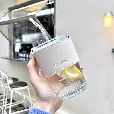 竹カップ コーヒーカップ 北極光ガラスカップ ストロー付きカップ 高価値ガラス広告カップ メーカー在庫あり|undefined