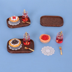 ドールハウス ミニチュア食品おもちゃシミュレーションエッグタルトトレイジャムフォークミニチュアモデル装飾品