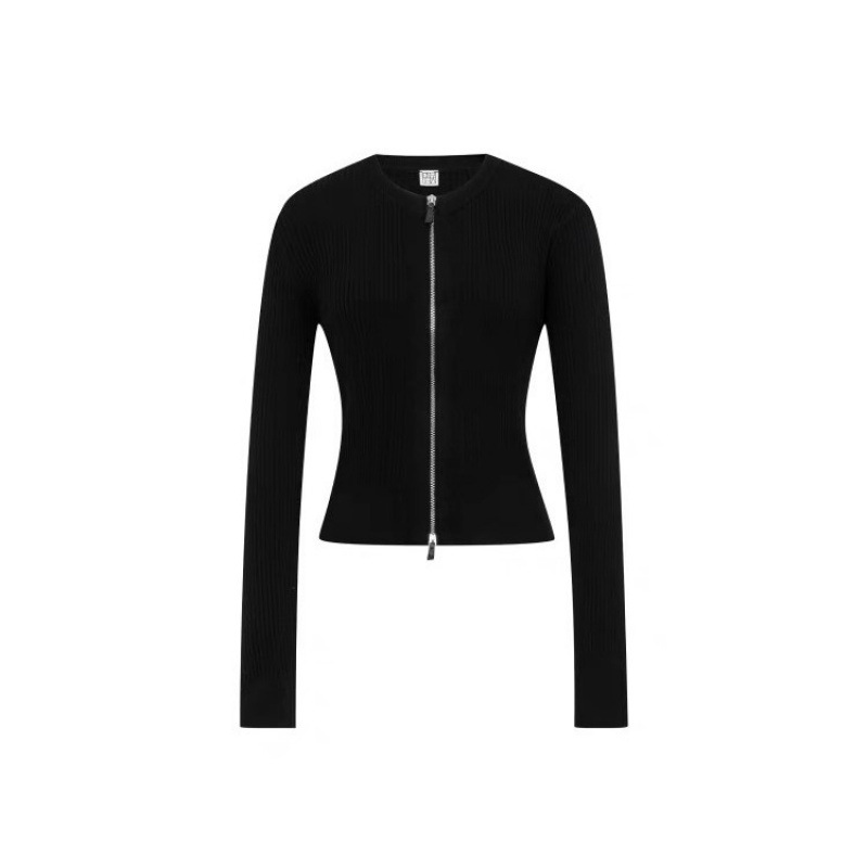 Italian Craft Organic Wool Yangzi 48s Wool Machine Washable Round Neck/Half Turtleneck Zip Knit Cardigan