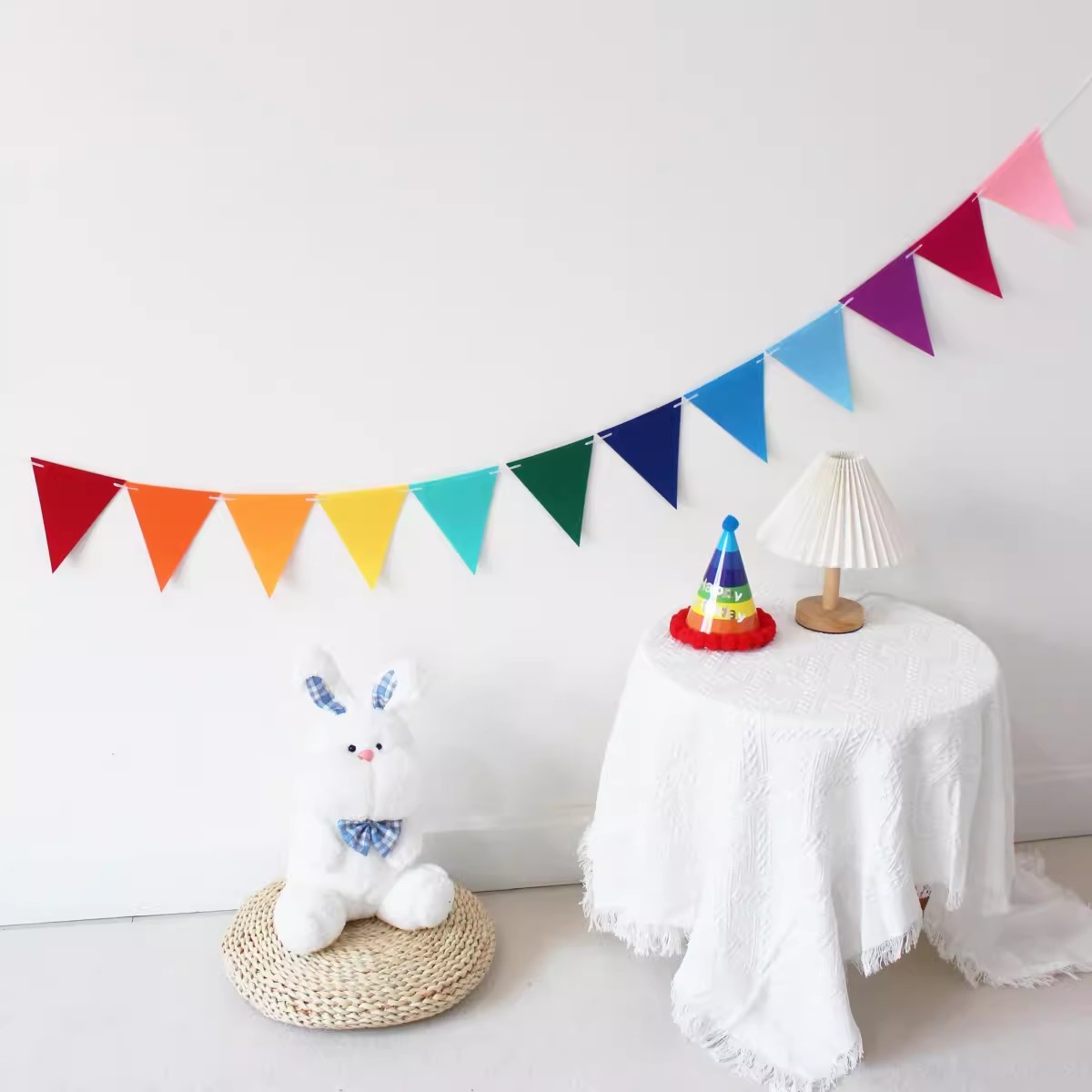 Fiesta de cumpleaños bandera Decoración habitación de los niños jardín de infantes decoración colgante cadena bandera arreglo fieltro triángulo bandera colorida decoración de la bandera