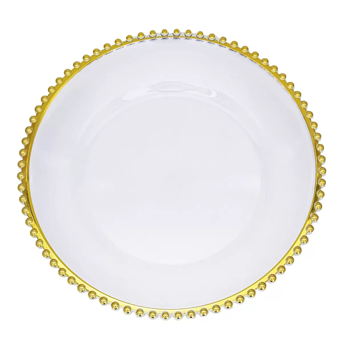 工厂外贸跨境charger plates婚礼派对圣诞节日装饰透明金边塑料盘