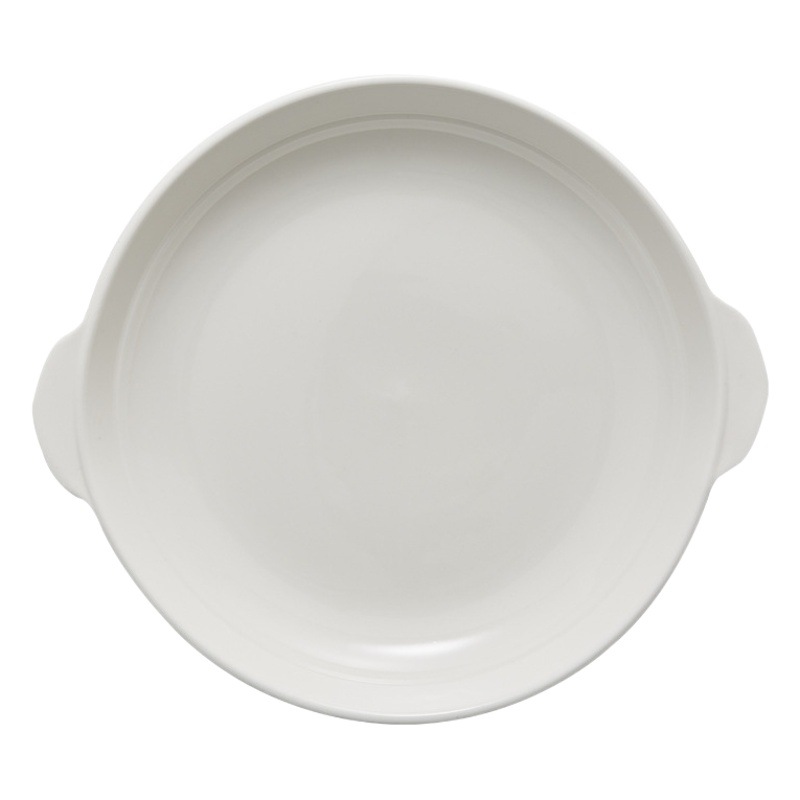 Plato de porcelana blanca de magnesio para salteados, plato para pescado al vapor, plato de forma irregular, plato para hotel, plato para vaporizar con doble asa, plato para abulón, vajilla especial.