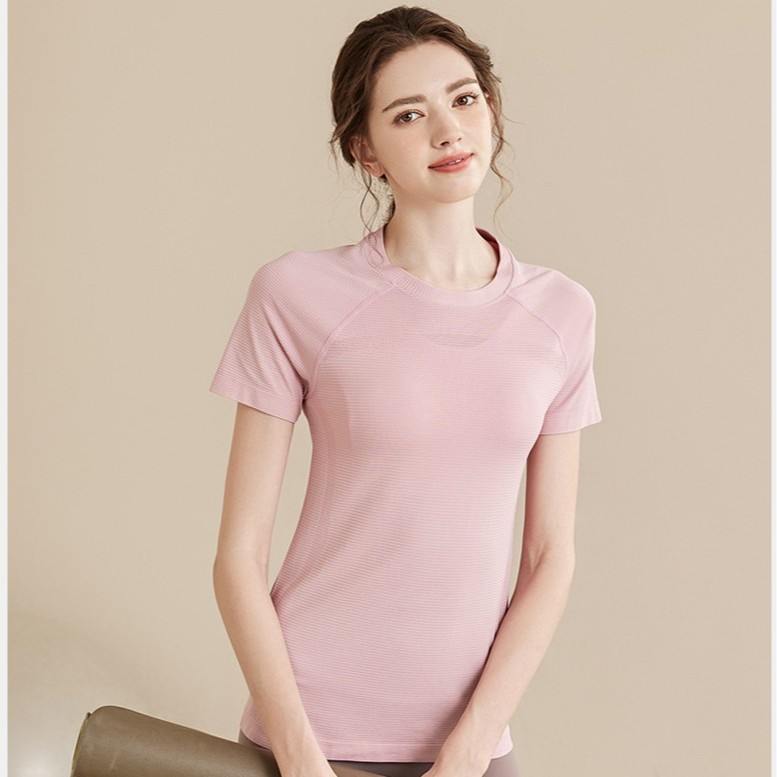 High-End Yoga Wear Short-Sleeved Women's 2025 New Sports Tops Tight-Fitting Pilates Training Fitness Wear Summer